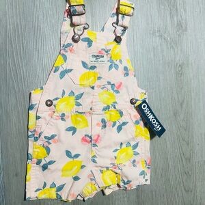 NWT Oshkosh B’gosh 12M Lemon Shortalls Vestbak Girls Shortalls Romper One Piece